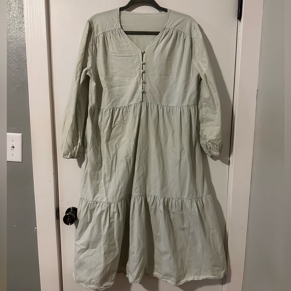 Light Green Prairie Dress Boho Chic